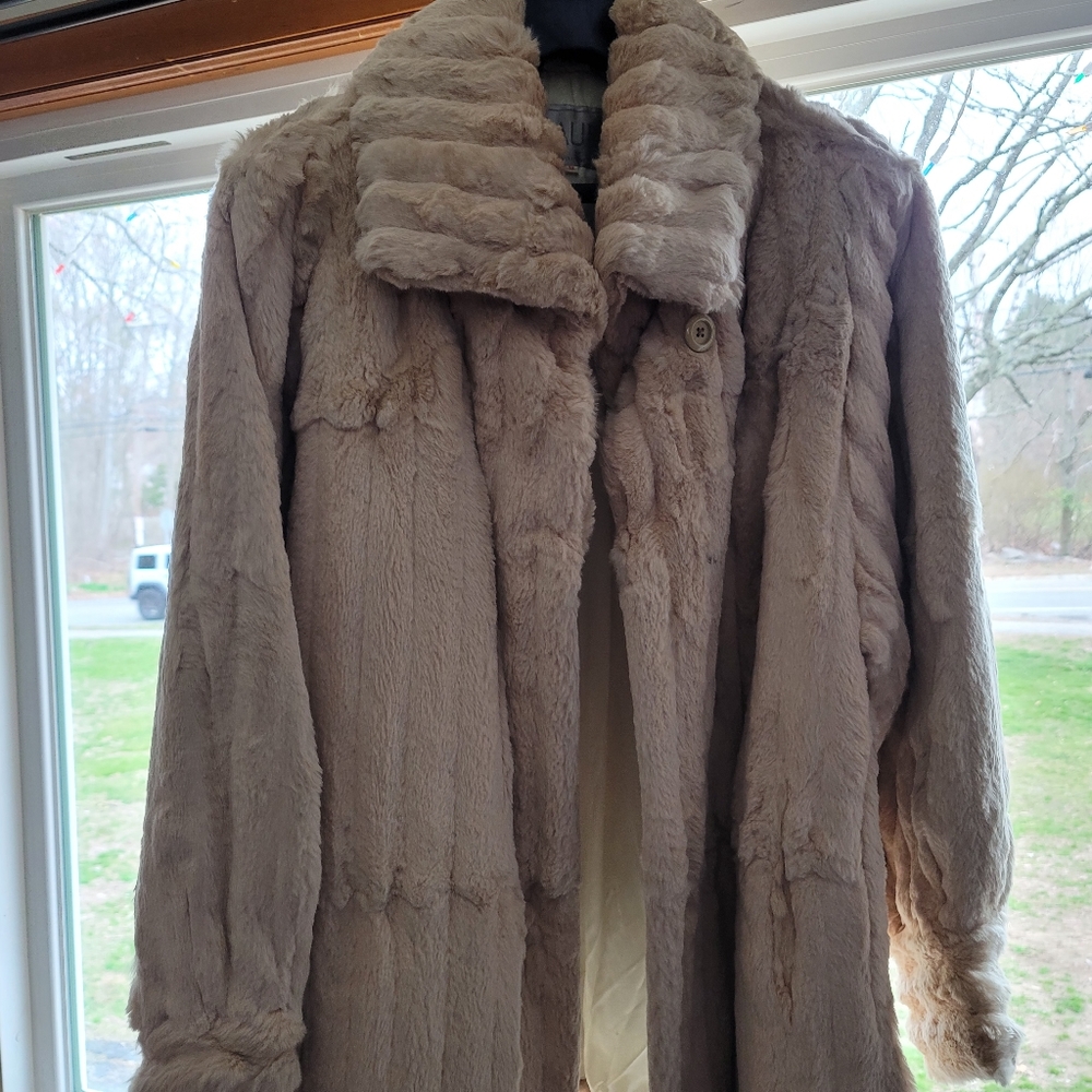 Maude Genuine Dyed Rabbit Fur Coat